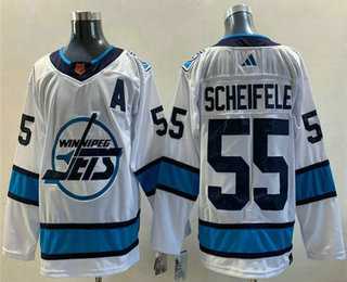 Mens Winnipeg Jets #55 Mark Scheifele White 2022 Reverse Retro Stitched Jersey->winnipeg jets->NHL Jersey